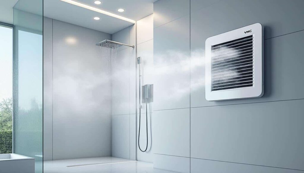 assurez une évacuation efficace de la condensation dans votre pièce d'eau grâce à l'extraction performante de la vmc, pour un air sain et une protection optimale contre l'humidité.