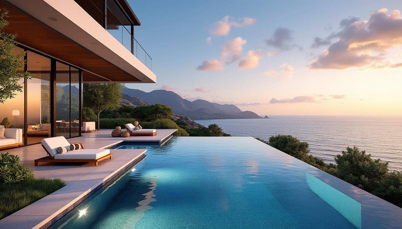 découvrez comment les piscines à débordement offrent une harmonie visuelle unique entre votre maison et la mer, créant un cadre élégant et apaisant.