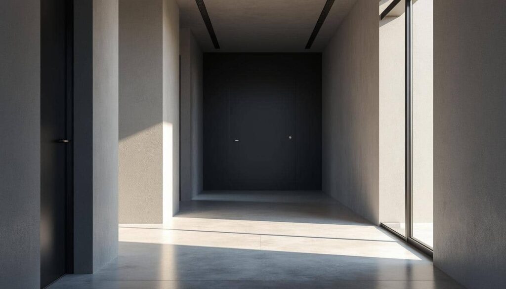 découvrez comment corriger l'effet couloir des entrées étroites grâce à la peinture du mur du fond en teinte sombre pour un espace visuellement plus large et accueillant.