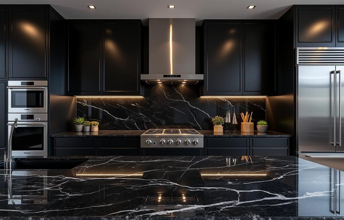 découvrez comment le granit noir apporte une élégance puissante et une esthétique raffinée aux cuisines de luxe, alliant robustesse et modernité.