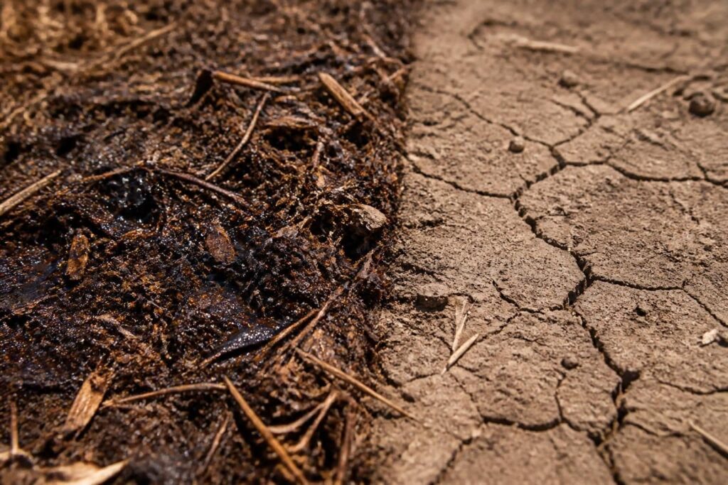 étude de l'influence du paillage organique sur la capacité du sol à retenir l'humidité, essentielle pour améliorer la conservation de l'eau en agriculture et jardinage.