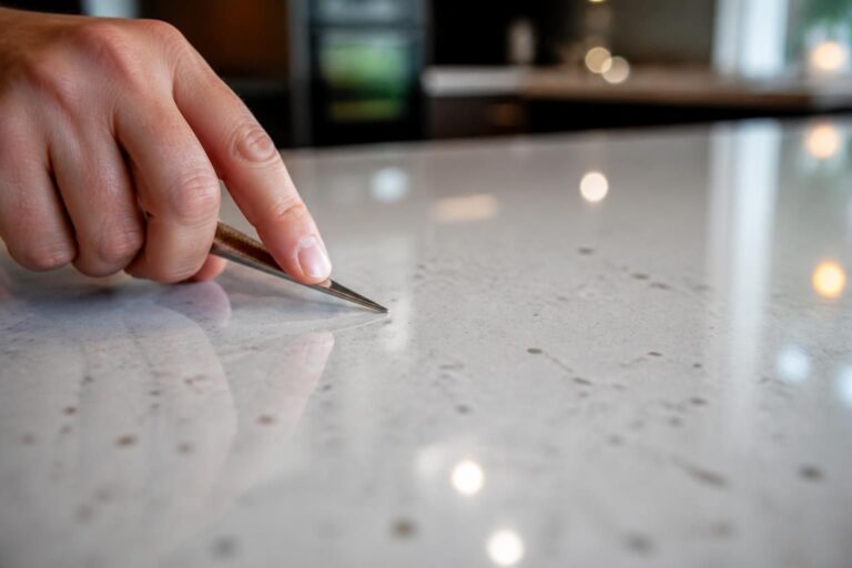 découvrez comment le plan de travail en quartz offre une résistance extrême aux rayures, alliant durabilité et esthétique pour votre cuisine.