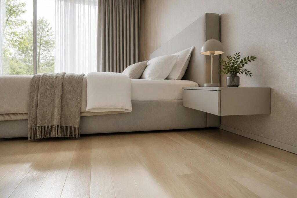 découvrez comment une table de chevet suspendue peut optimiser l'espace au sol, offrant ainsi un environnement plus dégagé et une meilleure organisation dans votre chambre.