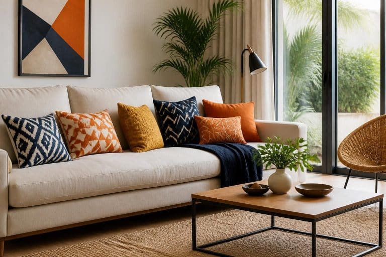 découvrez les avantages de l'association entre les coussins à motifs géométriques et la dynamisation visuelle de votre assise principale pour un intérieur moderne et harmonieux.