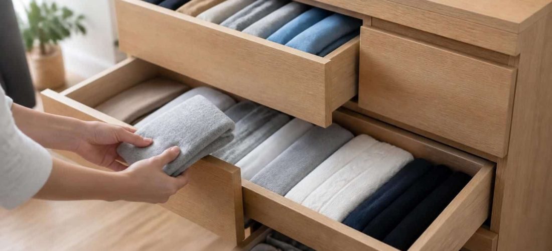 découvrez comment une commode à tiroirs optimise le tri et le rangement des vêtements pliés, facilitant l'organisation et économisant de l'espace dans votre intérieur.