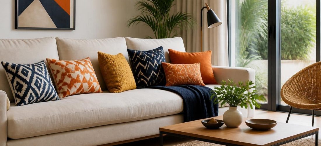 découvrez les avantages de l'association entre les coussins à motifs géométriques et la dynamisation visuelle de votre assise principale pour un intérieur moderne et harmonieux.