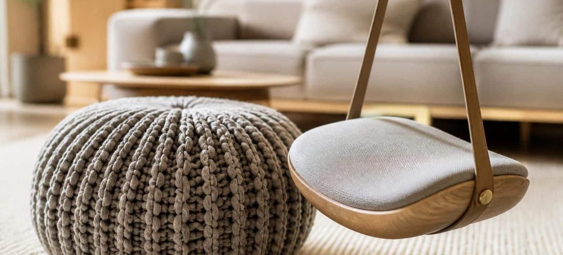 découvrez comment l'ajout d'une assise d'appoint nomade dépend de l'utilisation d'un pouf tricoté, alliant confort et style modulable pour votre espace.