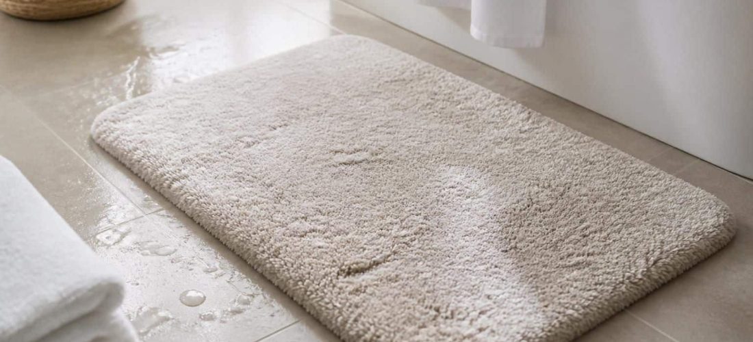 découvrez comment un tapis de bain en coton épais améliore l'absorption rapide de l'eau à la sortie du bain pour un sol toujours sec et une sensation de confort optimale.