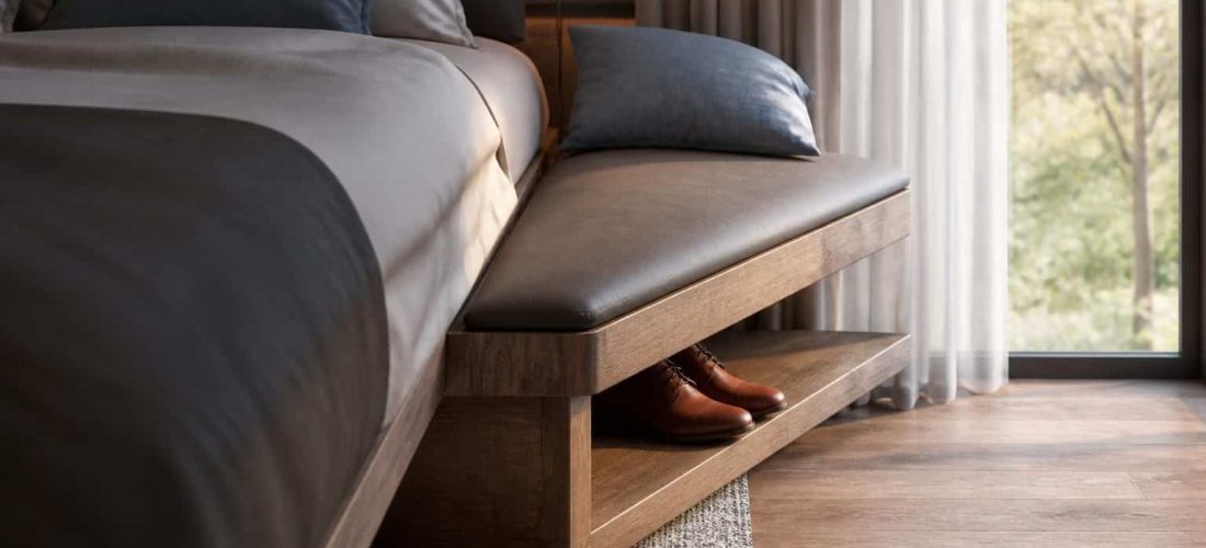 découvrez notre liaison directe entre le banc de lit et l'assise, conçue pour un confort optimal et une praticité facilitant le chaussage au quotidien.